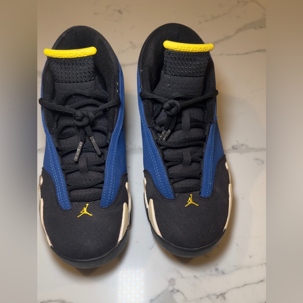 Jordan unisex Black and Blue Sneakers with Yellow Accents